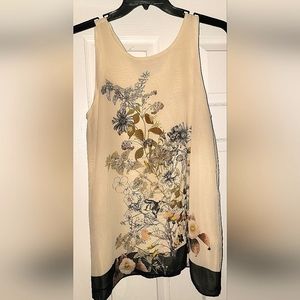 Beautiful Floral Detail Camisole / Blouse Tank Sleeveless- Large L Cream